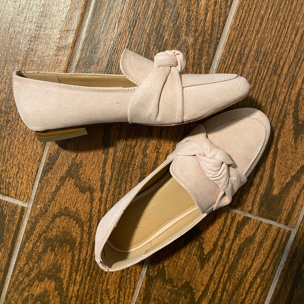 LOFT pink bow loafers